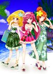  bad_id bad_pixiv_id beach blonde_hair cure_happy cure_peace cure_sunny dress fashion flower hair_flaps hair_flower hair_ornament hair_up highres hino_akane_(smile_precure!) hoshizora_miyuki kise_yayoi long_hair multiple_girls ocean one_eye_closed orange_eyes orange_hair pink_eyes pink_hair precure short_hair smile smile_precure! yellow_eyes yuiyuimoe 