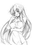  bare_shoulders blush breasts cleavage covered_nipples greyscale hand_on_own_cheek large_breasts lips long_hair monochrome naked_towel no_hat no_headwear redcomet simple_background smile solo touhou towel very_long_hair white_background yakumo_yukari 