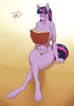  anthro anthrofied big_breasts book breasts crossed_legs cutie_mark equine eyewear female freckles_(artist) friendship_is_magic glasses hair happy hooves horn invalid_tag looking_at_viewer mammal mane my_little_pony navel nude one_eye_closed plain_background pose signature sitting solo twilight_sparkle_(mlp) unicorn voluptuous wink 