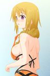  bad_id bad_pixiv_id bikini blush breasts charlotte_dunois infinite_stratos kesuida long_hair medium_breasts purple_eyes solo swimsuit wardrobe_malfunction 