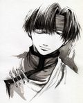  bad_id bad_pixiv_id cho_hakkai headband looking_at_viewer male_focus monochrome monocle nekoyashiki saiyuki solo 