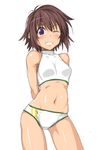  bad_id bad_pixiv_id brown_hair grin kuronyan muvluv muvluv_alternative muvluv_total_eclipse purple_eyes short_hair smile solo sports_bikini swimsuit tarisa_manandal 