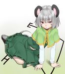  animal_ears arm_support blush capelet dowsing_rod h_kasei highres looking_at_viewer mouse_ears mouse_tail nazrin red_eyes short_hair silver_hair sitting skirt solo tail touhou 