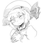  bad_id bad_pixiv_id blush face greyscale monochrome remilia_scarlet short_hair simple_background sketch solo space_jin touhou white_background 