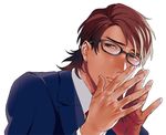  bad_id bad_pixiv_id brown_eyes brown_hair fate/tiger_colosseum fate_(series) formal glasses k29 kotomine_kirei male_focus solo suit 