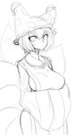  bad_id bad_pixiv_id breasts greyscale large_breasts monochrome short_hair simple_background sketch solo space_jin touhou white_background yakumo_ran 