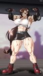  1girl abs breasts extreme_muscles final_fantasy final_fantasy_vii highres huge_breasts long_hair muscle ren_(tainca2000) simple_background solo tifa_lockhart 