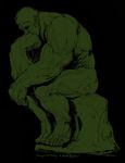  arm_support bruce_banner fine_art_parody green hulk kazeco male_focus marvel parody sitting solo the_thinker 