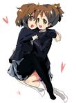  bad_id bad_pixiv_id brown_eyes brown_hair hirasawa_ui hirasawa_yui hug k-on! maromi_(am97) multiple_girls pantyhose ponytail revision sakuragaoka_high_school_uniform school_uniform short_hair siblings sisters sitting sitting_on_lap sitting_on_person 