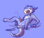  anal_penetration anus blue_background blush butt butt_grab claws cum digimon erection eyes_closed fangs grabbing hands-free horn leaning male masturbation open_mouth orgasm penetration penis plain_background sex_toy shugowah solo spread_legs spreading teeth tooth veemon vibrator 