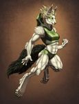  female fluffy_tail hybrid muscles muscular_female piercing prosthetic_limb skyrilla wolf-nymph 