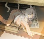  animal_ears bakemonogatari black_hanekawa cat_ears hanekawa_tsubasa long_hair monogatari_(series) nasuo224 nekomonogatari pajamas revision solo white_hair yellow_eyes 