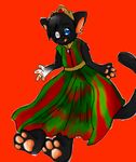  animal_ears anthro blue_eyes cat cat_ears cat_tail christmas cub cute dress feline female fur hair happy holidays luna mammal my new open_mouth plain_background plantigrade princess royalty short_hair smile solo young 
