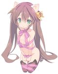  animal_ears bdsm blade_(galaxist) bondage bound bound_wrists brown_hair cat_ears collarbone green_eyes groin hair_ribbon huang_lingyin infinite_stratos kemonomimi_mode kneeling long_hair nude ribbon simple_background solo thighhighs twintails white_background 