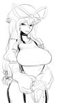  bad_id bad_pixiv_id breasts greyscale large_breasts long_hair looking_at_viewer monochrome simple_background smile solo space_jin touhou white_background yakumo_yukari 