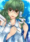  bad_id bad_pixiv_id bespectacled glasses green_hair kochiya_sanae long_hair serizawa_mutsuki solo touhou 