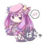  bow chibi gumitaroo hat long_hair patchouli_knowledge pink_bow purple_hair ribbon solo touhou 
