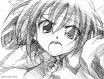  gofu greyscale lyrical_nanoha mahou_shoujo_lyrical_nanoha_strikers monochrome sketch solo subaru_nakajima traditional_media 