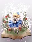  alice_margatroid alice_margatroid_(pc-98) book chokobanira flower highres rose solo touhou touhou_(pc-98) 