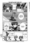  2girls comic greyscale hard_translated jacket lyrical_nanoha magical_girl mahou_shoujo_lyrical_nanoha_strikers mikage_takashi military military_uniform monochrome multiple_girls open_clothes open_jacket subaru_nakajima teana_lanster translated twintails uniform vice_granscenic 