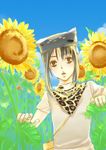  artist_request black_hair flower hat kooh pangya red_eyes solo sunflower 