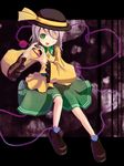  bad_id bad_pixiv_id black_footwear black_hat bow buttons child diamond_shaped_buttons frilled_sleeves frills green_eyes green_skirt grey_hair hat hat_ribbon heart heart_hands heart_of_string komeiji_koishi one_eye_closed open_mouth popo_(0kyono0) ribbon shirt shoes short_hair silver_hair skirt solo touhou yellow_ribbon yellow_shirt 