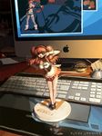  alternate_costume apple_inc. asahina_mikuru breasts brown_eyes brown_hair cleavage computer drawing_tablet enmaided figure imac large_breasts maid multiple_girls nekkeau photorealistic red_hair short_shorts shorts suzumiya_haruhi_no_yuuutsu tengen_toppa_gurren_lagann thighhighs v wacom yoko_littner 