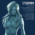  5-dimensional_skaters bad_id bad_pixiv_id blonde_hair breasts center_opening choker cleavage collar jacket large_breasts metal_gear_(series) metal_gear_solid open_clothes open_jacket simple_background sniper_wolf solo text_focus 