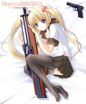  gun panties school_uniform scope serafuku twintails underwear weapon 