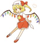 blonde_hair bobby_socks flandre_scarlet full_body hat heart lowres mary_janes one_side_up ponytail red_eyes shoes simple_background socks solo tamaki_(209) touhou wings 