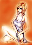  aya_brea bad_anatomy bare_shoulders blonde_hair blue_eyes breasts gun large_breasts parasite_eve solo weapon 