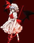  asagi_(kabocha_oukoku) bad_id bad_pixiv_id hat polearm remilia_scarlet ribbon short_hair solo spear spear_the_gungnir touhou weapon wings 