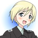  blonde_hair blue_eyes blush erica_hartmann solo strike_witches transparent_background uniform vector_trace world_witches_series 