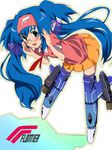  blue_hair blush glasses klan_klein long_hair macross macross_frontier okiura parody solo world_witches_series 