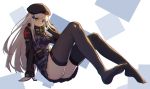  1girl ass bangs beret black_gloves black_hat blunt_bangs breasts commentary_request eyebrows_visible_through_hair facial_tattoo flag_print full_body german_flag girls_frontline gloves green_eyes hair_ornament hat highres hk416_(girls_frontline) hongchajun jacket light_rays long_hair looking_at_viewer medium_breasts miniskirt multicolored multicolored_clothes multicolored_gloves no_shoes panties plaid plaid_skirt pleated_skirt simple_background sitting skirt square tattoo teardrop thighhighs underwear white_gloves white_hair 