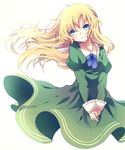  anthiea bad_id bad_pixiv_id blonde_hair blue_eyes dress head_tilt highres ib long_hair mary_(ib) smile solo white_background 