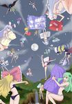  animal_ears arm_cannon bare_shoulders barefoot bikini black_hair blonde_hair bow bunny_ears caution censored cirno dakimakura_(object) flandre_scarlet flying fujiwara_no_mokou full_moon ghost green_hair hair_bow hakurei_reimu hat highres hitodama hoshiguma_yuugi houjuu_nue ibuki_suika identity_censor in_the_face izayoi_sakuya jack_(wkm74959) karakasa_obake kawashiro_nitori kirisame_marisa kochiya_sanae komeiji_koishi konpaku_youmu konpaku_youmu_(ghost) long_hair mannosuke mickey_mouse mononobe_no_futo moon morichika_rinnosuke moriya_suwako multiple_girls nude outdoors pillow pillow_fight pillow_hug reisen_udongein_inaba reiuji_utsuho shameimaru_aya short_hair silver_hair sweatdrop swimsuit tatara_kogasa teardrop touhou umbrella water waterfall weapon wings 