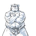  bulge chubby clothing donkeypunch male mammal mouse musclegut muscles overweight pants rodent solo tattoo trousers 