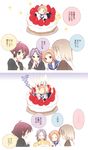  birthday birthday_cake cake candle catchphrase comic food fukuji_mihoko kajiki_yumi kanbara_satomi kazekoshi_school_uniform kiyosumi_school_uniform multiple_girls saki school_uniform serafuku short_hair smile sweatdrop takei_hisa tokumi_yuiko translated tsuruga_school_uniform winter_uniform 