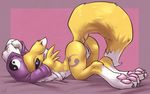  anus ass_up atryl breasts butt canine claws digimon digitigrade female foot_focus fox hindpaw looking_at_viewer lying mammal nude on_front paws pussy renamon soles solo toes 