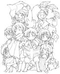  america_(hetalia) axis_powers_hetalia belarus_(hetalia) blush greece_(hetalia) greyscale highres japan_(hetalia) korea_(hetalia) lineart monochrome multiple_boys open_mouth russia_(hetalia) sealand_(hetalia) short_hair smile tokiazu united_kingdom_(hetalia) 