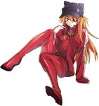  animal_hat badge blue_eyes button_badge cat_hat evangelion:_3.0_you_can_(not)_redo eyepatch full_body hat highres iria_(yumeirokingyo) jacket long_hair neon_genesis_evangelion open_clothes open_jacket orange_hair pins plugsuit rebuild_of_evangelion shikinami_asuka_langley sleeves_past_wrists solo souryuu_asuka_langley track_jacket 