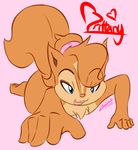  blue_eyes brittany_miller chipettes chipmunk female feral fluffy_tail mammal plain_background rodent seductive solo young zajice 