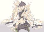  1boy 5girls :d animal_ears bangs black_footwear black_jacket black_legwear black_pants blade_(galaxist) blonde_hair blue_eyes blush boots brown_hair cat_ears commander_(girls_frontline) commentary_request dress elbow_gloves eyebrows_visible_through_hair eyes_closed faceless faceless_male g41_(girls_frontline) girls_frontline gloves gradient gradient_background grey_background hair_between_eyes hair_ornament harem heart heterochromia hug jacket long_hair multiple_girls multiple_persona open_mouth panties pants red_eyes smile spoken_heart thighhighs underwear very_long_hair white_background white_dress white_panties 