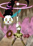  charlotte_(madoka_magica) cherry crossover doughnut food fruit gun gundam headless highres last_shooting magical_girl mahou_shoujo_madoka_magica mami_mogu_mogu mobile_suit_gundam musket parody spoilers spread_legs tomoe_mami usaart weapon 