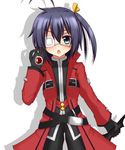  :o ahoge bad_id bad_pixiv_id black_hair blazblue blue_eyes chuunibyou_demo_koi_ga_shitai! coat cosplay eyepatch gloves haniwagi_(hal) highres one_side_up ragna_the_bloodedge ragna_the_bloodedge_(cosplay) short_hair solo takanashi_rikka v-shaped_eyebrows 