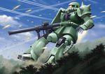  battle cloud forest gundam gundam_08th_ms_team magenta-magenta magenta_color mecha nature no_humans sky tree type_ii_j_zaku weapon zaku zaku_ii 