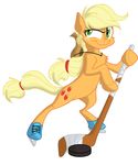  applejack_(mlp) blonde_hair cutie_mark equine female friendship_is_magic green_eyes hair hat horse my_little_pony mysteriouskaos orange_fur plain_background pony smile solo white_background 