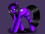  black_hair cutie_mark dripping equine female feral friendship_is_magic fur hair horse looking_back mammal my_little_pony original_character plain_background pony purple_fur pussy pussy_juice solo zombs 