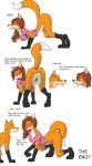  all_fours anthro bendzz bottomless breasts butt canine clothed clothing comic duo female fox hair mammal post_transformation presenting presenting_hindquarters pussy red_hair 